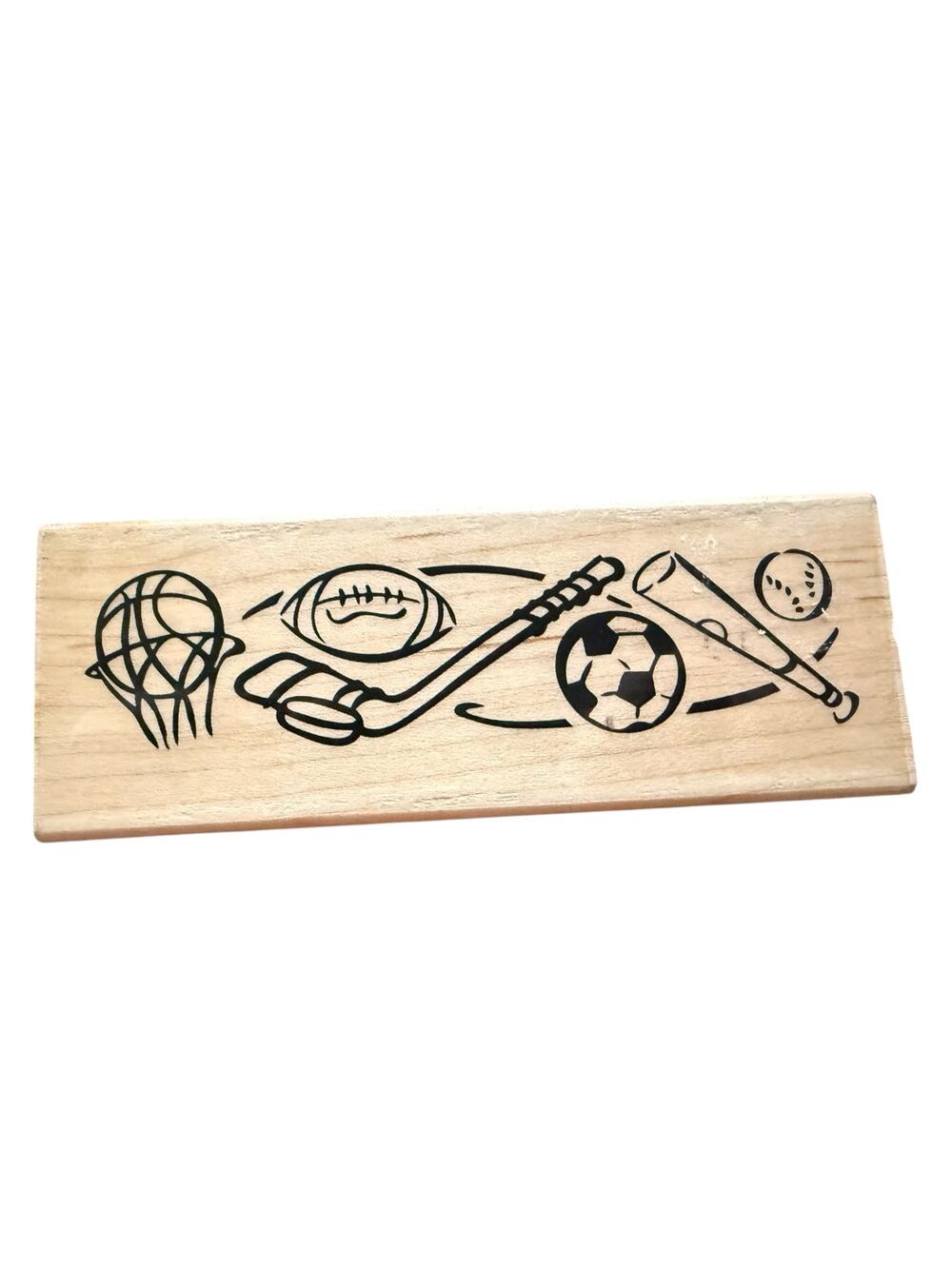 Stampendous! Sports Border Basketball Football Soccer Y023 Rubber Stamp